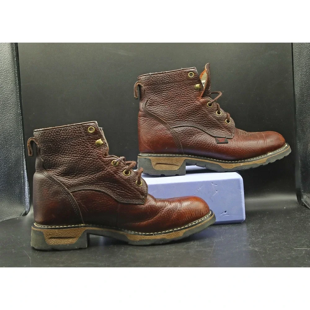 Tony Lama TW953Y Brown Youth Lace-Up Leather Boots, Youth Size 2.5